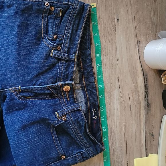 Seven7 Flared Denim Jeans Women's Size 27 Blue 5-Pocket Low Rise Dark Wash - Picture 8 of 9